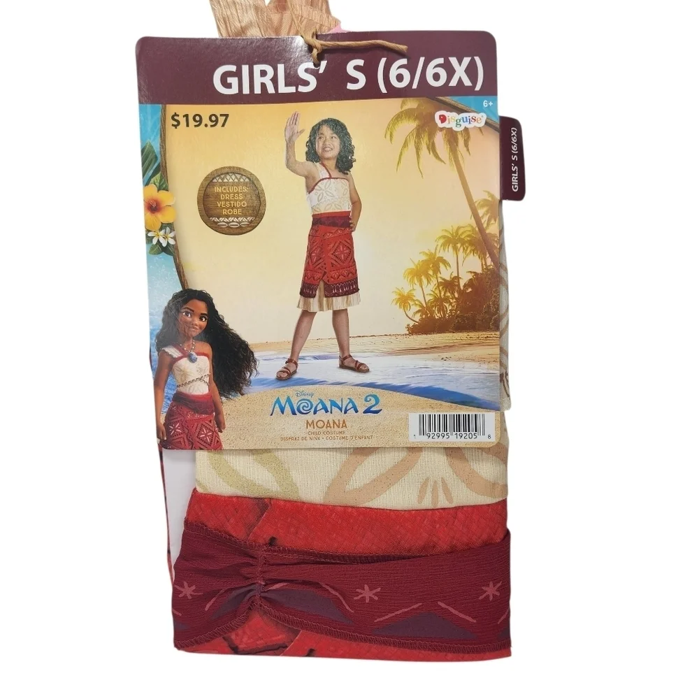 Disney Moana 2 Costume for Kids - Red and Gold SIZES XS To Med 4-8  Dress Up